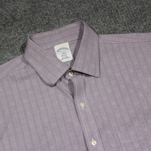 Vintage Brooks Brothers Button Down Shirt Mens 16 4/5 Purple Graph Check Plaid - Picture 1 of 7